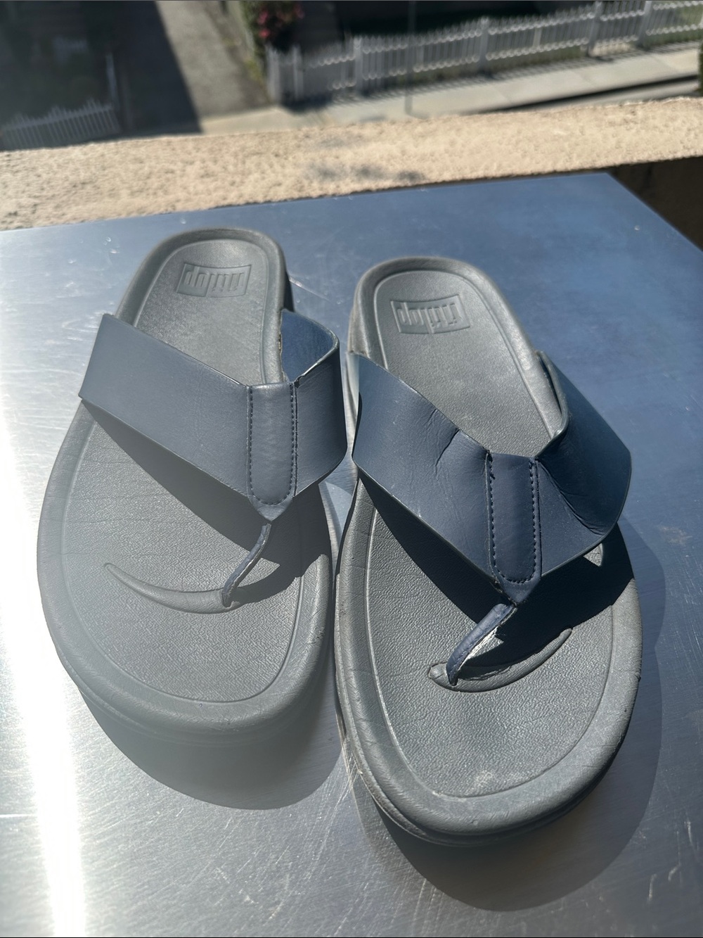 Navy Flip Flop Sandals with Padded Strap